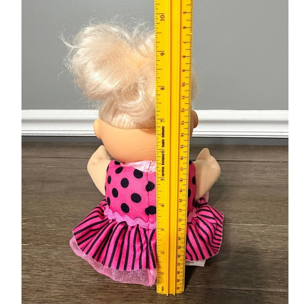 Cabbage Patch Kids 2011 Jakks Blonde Baby Doll Pink Polka Dot Dress‎  Plush